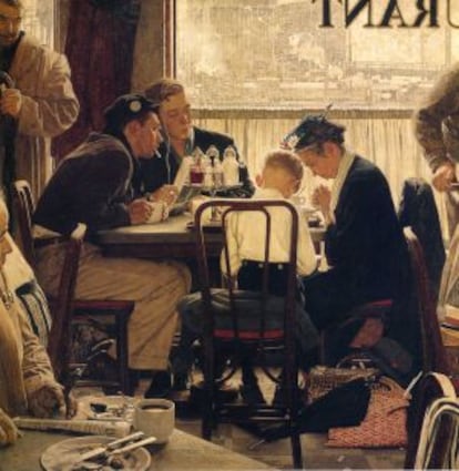 'Saying grace', lienzo de Norman Rockwell de 1951.