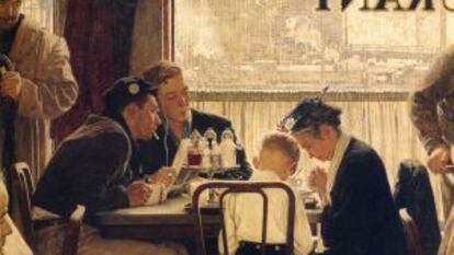 'Saying grace', lienzo de Norman Rockwell de 1951.