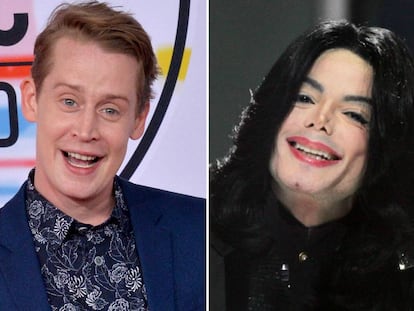 Macaulay Culkin y, a la derecha, Michael Jackson.