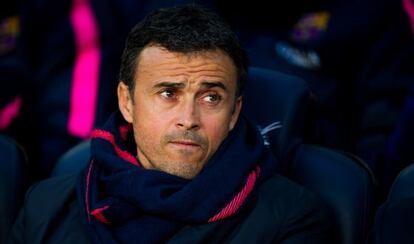 Luis Enrique, durante el duelo ante el Espanyol.