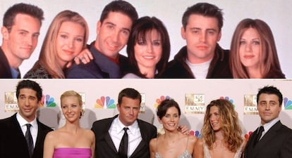 Desde que terminó 'Friends' ha sido imposible ver a los seis protagonistas juntos de nuevo, al menos delante de una cámara. La imagen de abajo es del año 2002, tras los premios Emmys. A lo largo de estos 25 años han sido muchas las noticias que han circulado con la vuelta de la serie, la grabación de un capítulo final nuevo o, incluso, la posibilidad de hacer una película. Todo siempre rodeado de polémica por los fieles admiradores de 'Friends', que se niegan a que su serie favorita pueda estropearse.