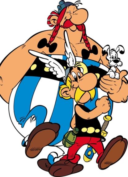 Los personajes de cómic Obelix (izquierda) y Asterix.