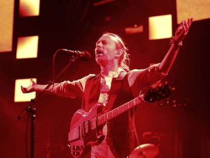 El lider de Radiohead Thom Yorke, en un concert a París, el 24 de maig.