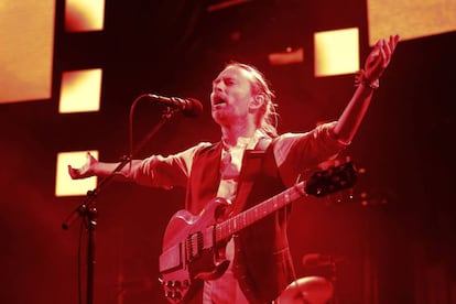 El lider de Radiohead Thom Yorke, en un concert a París, el 24 de maig.