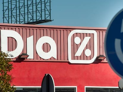 Logotipo de Dia en un supermercado de la cadena en Madrid.