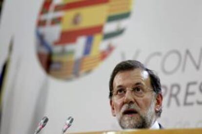 El presidente del Gobierno, Mariano Rajoy, durante la rueda de prensa tras la V Conferencia de Presidentes.