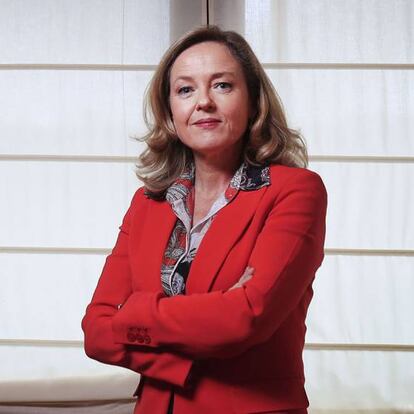 Nadia Calviño, en su despacho en 2019.