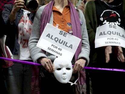 Manifestación contra los vientres de alquiler en en Madrid, en 2017. 