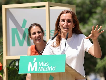 La candidata de Más Madrid a la Presidencia regional, Mónica García, junto a la aspirante del partido en la capital, Rita Maestre.