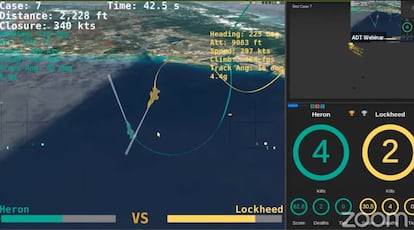 Captura del combate entre la inteligencia artificial de Heron Systems y un piloto humano en un simulador de F-16