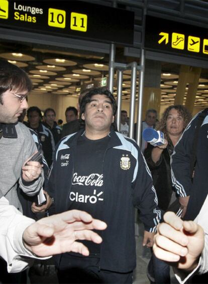 El seleccionador argentino, a su llegada a Madrid este lunes.