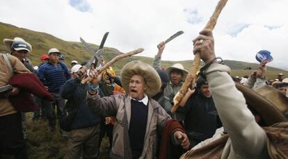 Manifestación contra el proyecto minero Conga.