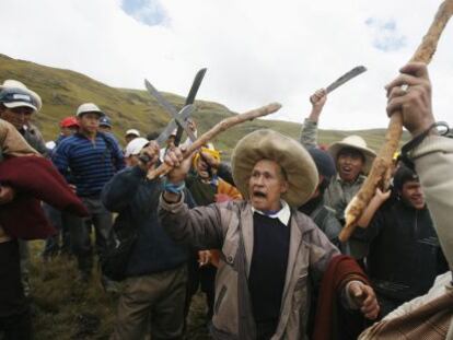 Manifestación contra el proyecto minero Conga.