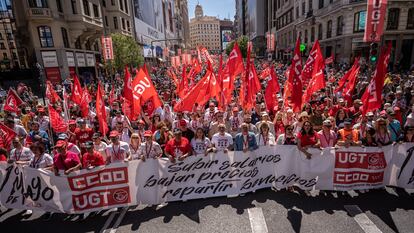 Cabecera de la manifestación del Primero de Mayo, en 2023.