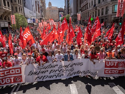 Cabecera de la manifestación del Primero de Mayo, en 2023.