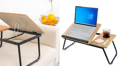 bandeja plegable con superficie inclinable para el sofa