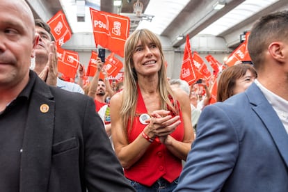 Begoña Gómez, en un mitin en Madrid del PSOE en 2023.