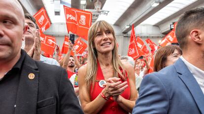Begoña Gómez, en un mitin en Madrid del PSOE en 2023.
