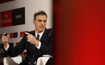 Spanish Prime Minister Pedro Sánchez at an event organized by 'The Economist' in Madrid.