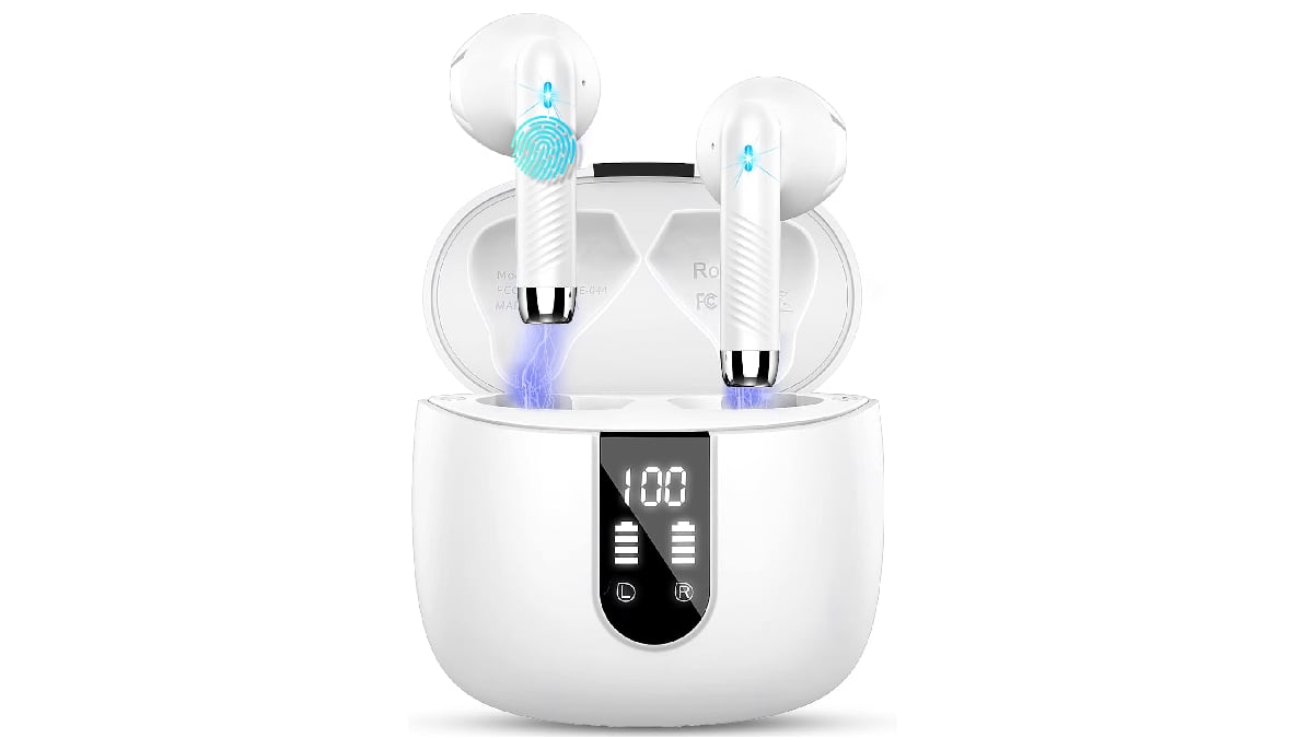 Auriculares inalámbricos con reducción de ruido ambiental.