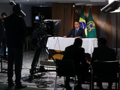 Imagem divulgada pela Presidência do Brasil mostra Bolsonaro gravando o discurso para a 75ª Assembleia Geral da ONU, em 16 de setembro.