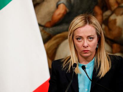 La primera ministra italiana, Giorgia Meloni, en abril de 2023.