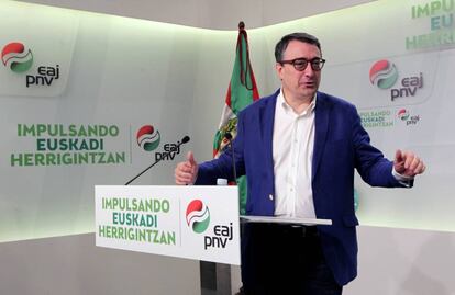 Aitor Esteban, portavoz del grupo vasco en el Congreso de los Diputados, este viernes.