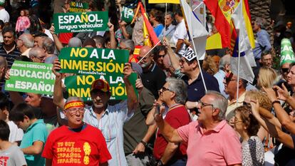 Ambiente durante la manifestación de este domingo en Barcelona.