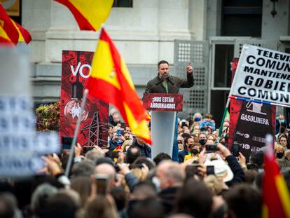 El líder del partido de ultraderecha Vox, Santiago Abascal, en Madrid, el pasado 19 de marzo.