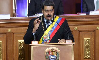 Nicolás Maduro nesta segunda-feira durante seu pronunciamento à Assembleia Nacional Constituinte.