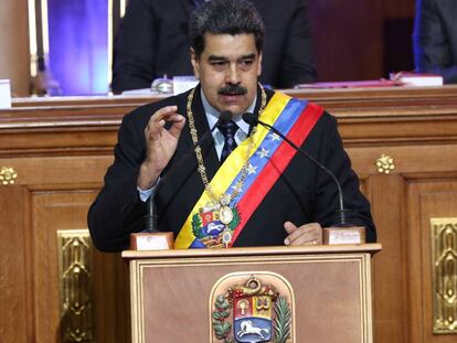 Nicolás Maduro nesta segunda-feira durante seu pronunciamento à Assembleia Nacional Constituinte.