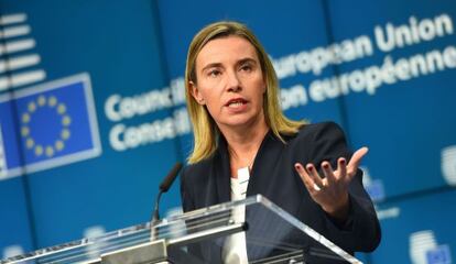 L'alta representant de la UE d'Afers exteriors, Federica Mogherini, aquest dilluns a Brussel·les.