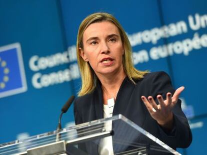 L'alta representant de la UE d'Afers exteriors, Federica Mogherini, aquest dilluns a Brussel·les.