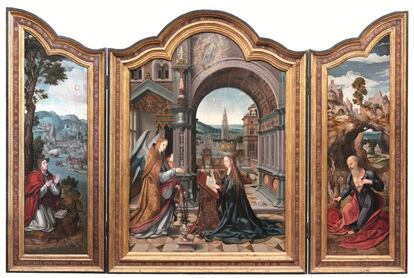 'Tríptico de la Anunciación', del artista flamenco Joos van Cleve, tabla de 1540-41 que pertenece a la catedral de Santo Domingo de la Calzada, en La Rioja. La exposición reúne más de cien obras de arte sacro.