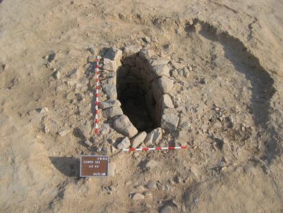 Caja de noria andalusí hallada en la Vega Baja de Toledo.