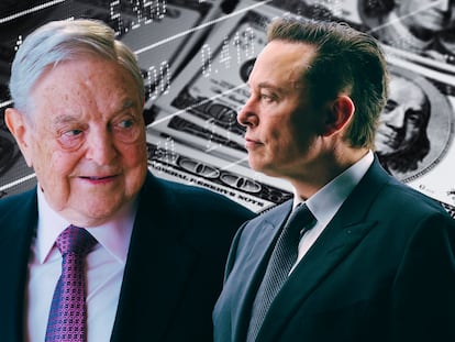 El inversor y filántropo húngaro-estadounidense George Soros y el empresario de origen sudafricano Elon Musk