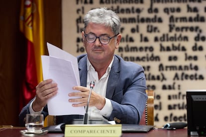 El dueño de Servinabar, Joseba Antxon Alonso Egurrola, durante su comparecencia en la Comisión de Investigación sobre el 'caso Koldo', en el Senado, a 22 de julio de 2025, en Madrid.