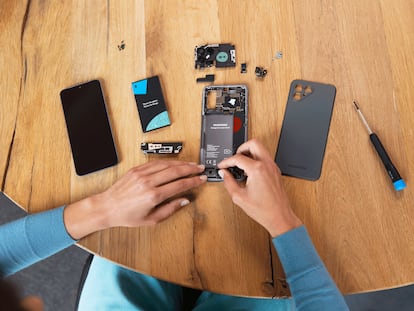 A smartphone from the brand Fairphone.