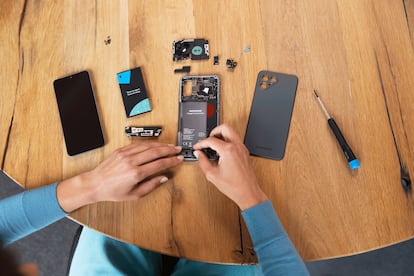 A smartphone from the brand Fairphone.