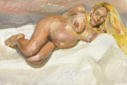 El retrato de Jerry Hall, que le hizo Lucian Freud y que sale a la venta.