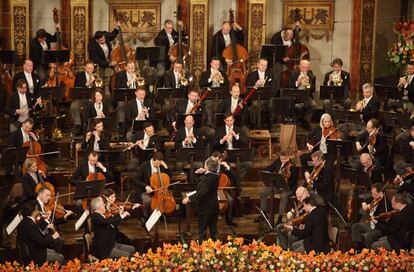 La Filarmónica de Viena, con Riccardo Muti al frente, durante el Concierto de Año Nuevo 2021.