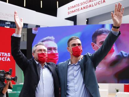 Juan Espadas y Pedro Sánchez en la clausura del congreso del PSOE de Andalucía.