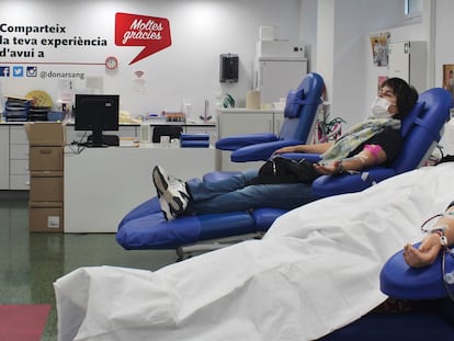 Unidad de donación de sangre del Hospital Clínic de Barcelona este martes.