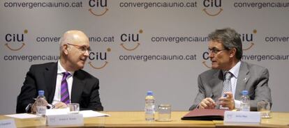 Josep Antoni Duran y Artur Mas, en la reuni&oacute;n de la Comisi&oacute;n Ejecutiva de CiU.