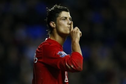 Cristiano Ronaldo celebra un gol con el United en 2008.