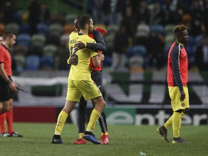 Pedraza, autor del gol, tras acabar el partido.