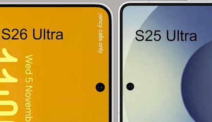 Tamaño de la cámara selfie del Samsung Galaxy S26 Ultra frente a la del Galaxy S25 Ultra.
