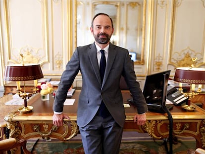 El primer ministro franc&eacute;s &Eacute;douard Philippe ayer en su despacho.
 