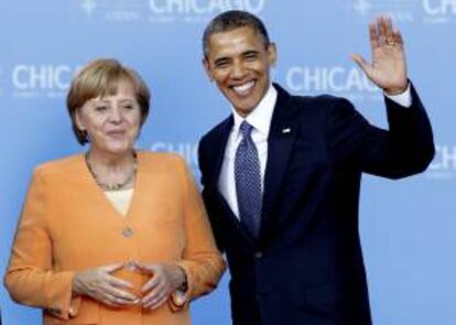 La canciller alemana, Angela Merkel, junto al presidente de Estados Unidos, Barack Obama. EFE/Archivo