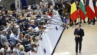 Emmanuel Macron, el jueves, en la cumbre de la UE en Bruselas.